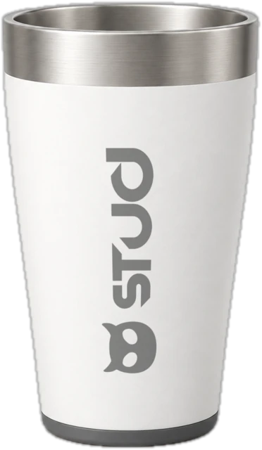 Copo térmico branco com borda de aço