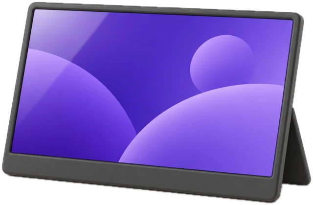Monitor portátil com a tela roxa